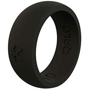 QALO Men's Classic Q2X Rubber Silicone Ring, Rubber Wedding Band, Breathable, Durable Rubber Wedding Ring for Men, 8.5mm Wide 2.5mm Thick, Black, Size 10