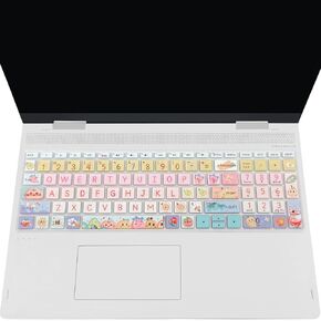 WSLUCKO Silicone Keyboard Cover Protector for 2020 Apple MacBook Air 13.3 inch (Model: A2179,A2337, US Layout) with Touch ID, Silicone Skin Protector with Big Letter Design ,Cute Cat