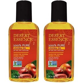 Desert Essence 100% Pure Jojoba Oil - 2 Fl Oz - Haircare & Skincare Essential Oil - Suitable For All Skin Types - No Oily Residue - May Help Prevent Flakiness - Makeup Remover - Aftershave Moisturizer