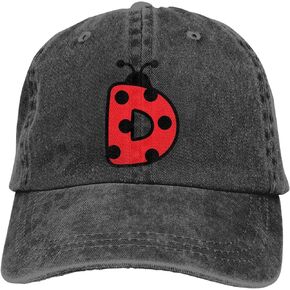 Cute Ladybug Alphabet A-Z Hats for Boys Girls, Adjustable Cotton Toddler Baseball Cap Ages 3-10 Years