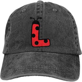 Cute Ladybug Alphabet A-Z Hats for Boys Girls, Adjustable Cotton Toddler Baseball Cap Ages 3-10 Years