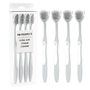Soft Tongue Brush Scraper Cleaner Helps Fight Bad Breath Clean Your Tongue Without Hurt Pack Of 4 (Black)