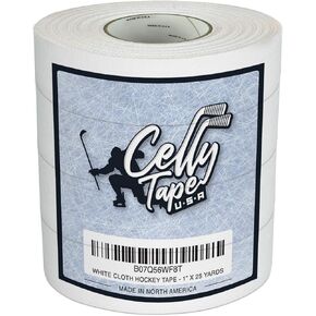 CellyTape Hockey Stick Tape 4-Pack, Strong Adhesive for Ice and Roller Hockey Sticks, Baseball bat Tape, Lacrosse Sports Handle. Easy Tearing pro Tape Made in USA (Black)