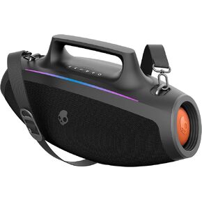 Skullcandy Barrel Bluetooth Boombox Speaker – Water-Resistant Wireless Portable Speaker, with LED Lightshow Mode, 12 Hour Battery, Multi-Link, & USB-C & USB-A Output Charging