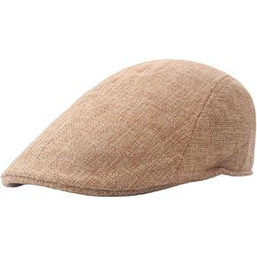 meioro Men's Flat Cap Summer Straw Weave Linen-Like Cotton Newsboy Hats Breathable Gatsby Irish Cabbie Ivy Cap
