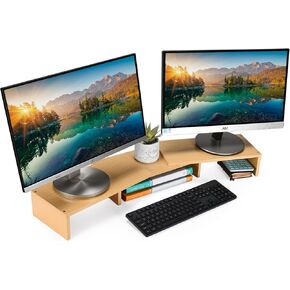 Prosumer's Choice Bamboo Wood Monitor Riser - Ergonomic Computer, Laptop, Notebook, Stand for Desk - Durable Eco-Friendly 13.7" x 9.45" x 2.83" Organizer - Elegant Design for PC or TV Screen up to 32"