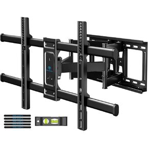 PERLESMITH Full Motion TV Wall Mount for 37-82 inch TVs up to 132 lbs, Max VESA 600x400mm, TV Bracket with Dual Articulating Arms, Tilt, Swivel, Extension, 16" Wood Studs, PSLFK1