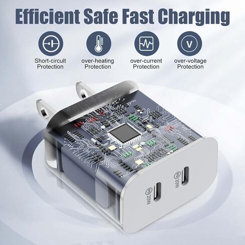 iPhone Charger [Apple MFi Certified] 2Pack PD Dual USB C Charger Block Fast Charging Wall Charger Plug with 10FT Long Rapid Type C - Lightning Cable Apple Charger for iPhone 14/13/12/11/XS/XR/SE, iPad in Kuwait