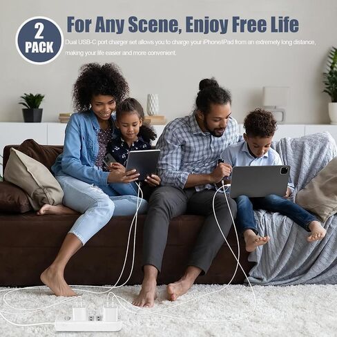 iPhone Charger [Apple MFi Certified] 2Pack PD Dual USB C Charger Block Fast Charging Wall Charger Plug with 10FT Long Rapid Type C - Lightning Cable Apple Charger for iPhone 14/13/12/11/XS/XR/SE, iPad in Kuwait