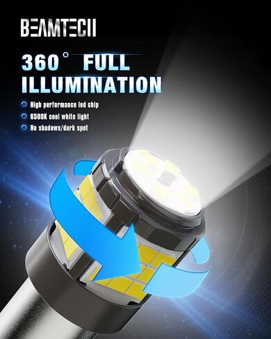 BEANTECH 7440 7443 LED Bulbs for Reverse Lights, 6500K White Super Bright 7441 992 T20 W21W 7444 LED for Back Up Tail Brake Parking Lights, Pack of 2 in Saudi Arabia