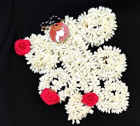 Artificial Hair Gajra Set of 2 white and 2 pink flower gajra string in Saudi Arabia
