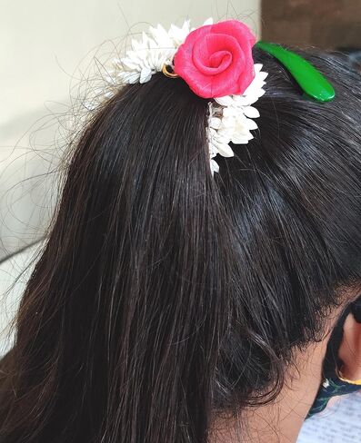 Artificial Hair Gajra Set of 2 white and 2 pink flower gajra string in Saudi Arabia