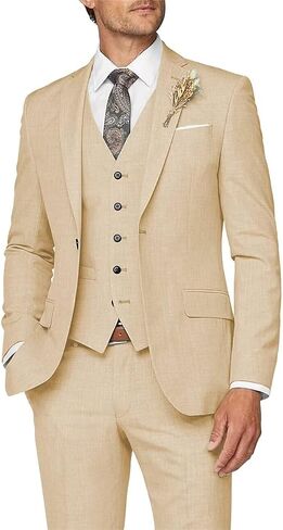 Wangyue Mens Suit 3 Piece Slim Fit Suit for Men Formal Business Suit Wedding Groom Prom Tuxedo Dinner Party in Kuwait