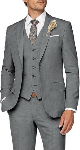 Wangyue Mens Suit 3 Piece Slim Fit Suit for Men Formal Business Suit Wedding Groom Prom Tuxedo Dinner Party in Kuwait