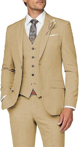 Wangyue Mens Suit 3 Piece Slim Fit Suit for Men Formal Business Suit Wedding Groom Prom Tuxedo Dinner Party in Kuwait