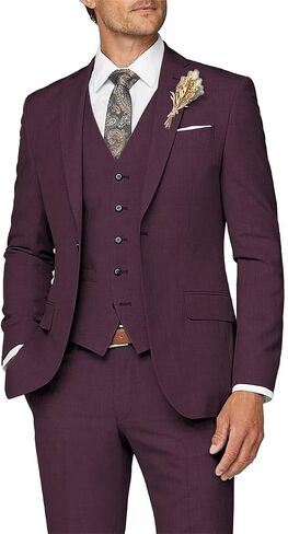 Wangyue Mens Suit 3 Piece Slim Fit Suit for Men Formal Business Suit Wedding Groom Prom Tuxedo Dinner Party in Kuwait