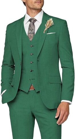 Wangyue Mens Suit 3 Piece Slim Fit Suit for Men Formal Business Suit Wedding Groom Prom Tuxedo Dinner Party in Kuwait