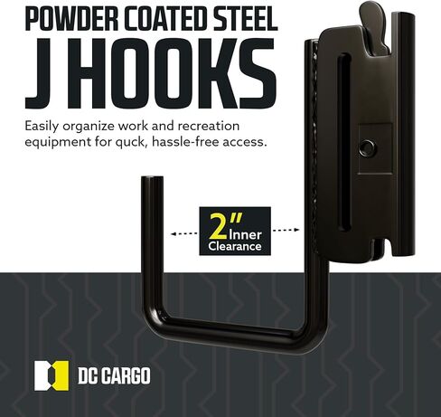 DC Cargo - E Track J Hooks (2" - 10 Pack) - Vertical E Track Accessories - Hanging Hooks for Your ETrack Rail System - Use in Enclosed Trailers, Box Trucks, Vans, Garage, Workshop & Warehouse in Kuwait