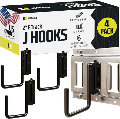DC Cargo - E Track J Hooks (2" - 10 Pack) - Vertical E Track Accessories - Hanging Hooks for Your ETrack Rail System - Use in Enclosed Trailers, Box Trucks, Vans, Garage, Workshop & Warehouse in Kuwait
