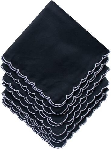 White Handkerchiefs Premium 60s Cotton scalloped Hankies 11 Inches in Saudi Arabia