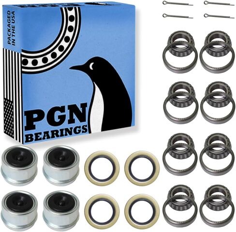 PGN L44643 Bearing Kit - High-Speed & Quiet Rotation Trailer Axle Kit for Trailer Wheels and More - L44643/L44610 and 12192TB Seal OD 1.980'' - Dust Covers and Cotter Pins - Fits for 1" in Saudi Arabia