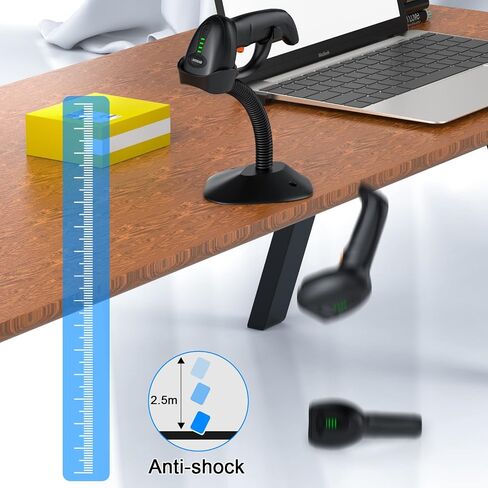 Symcode 2D ماسح الباركود اللاسلكي مع حامل الاستشعار التلقائي، ووضعه على الحامل للمسح الضوئي تلقائيًا للمسح الضوئي للباركود مع مؤشر مستوى البطارية وماسح ضوئي متعدد لجهاز استقبال واحد in Saudi Arabia