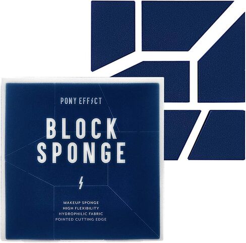 PONY EFFECT Block Sponge Foundation Blending Sponge | Makeup Blender Sponge for Dry or Wet Use | K-beauty in Saudi Arabia
