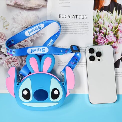 Stitch Crossbody Bag with Adjustable Shoulder Strap, Handbag with Zipper Cute Mini Anime Kitty Coin Wallet Purse in Saudi Arabia