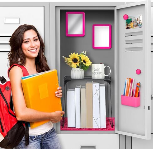 8 Pcs Locker Decorations for Girls Locker Organizer Kit Include Wire Locker Shelf, Mirror, Whiteboard with Dry Erase Marker, Storage Cup, Magnets Locker Carpet, Locker Kit for Girls (Purple) in Saudi Arabia