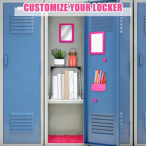 8 Pcs Locker Decorations for Girls Locker Organizer Kit Include Wire Locker Shelf, Mirror, Whiteboard with Dry Erase Marker, Storage Cup, Magnets Locker Carpet, Locker Kit for Girls (Purple) in Saudi Arabia
