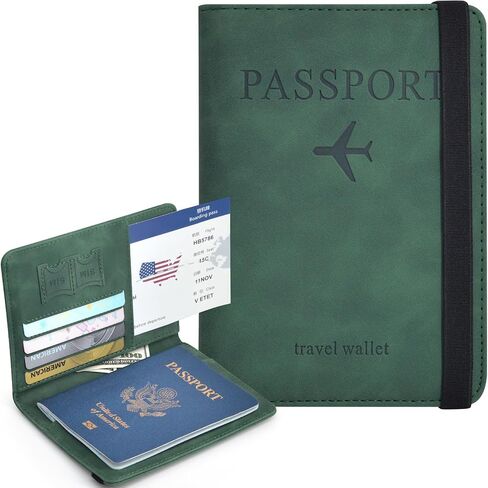 Passport Holder, Passport Cover with Credit Card Slot and Boarding Pass Slot Combo, Passport Wallet Case Book Travel Must Have, RFID Blocking Leather Travel Accessories, Black in Saudi Arabia