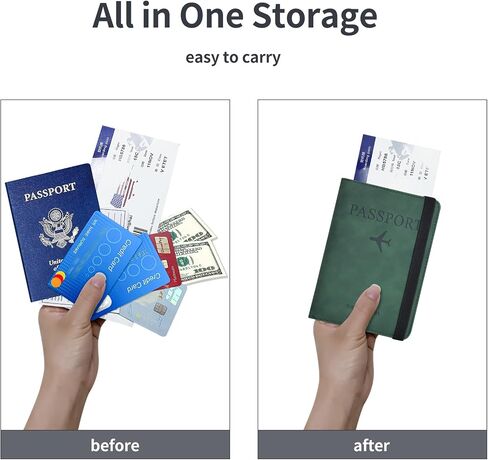 Passport Holder, Passport Cover with Credit Card Slot and Boarding Pass Slot Combo, Passport Wallet Case Book Travel Must Have, RFID Blocking Leather Travel Accessories, Black in Saudi Arabia