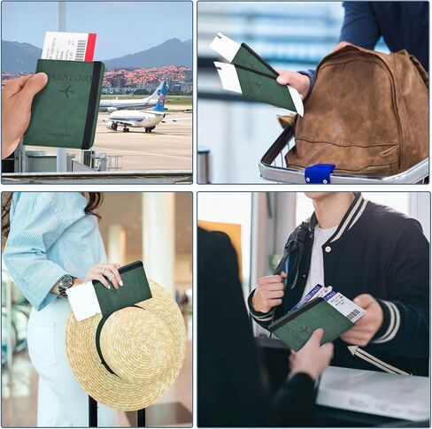 Passport Holder, Passport Cover with Credit Card Slot and Boarding Pass Slot Combo, Passport Wallet Case Book Travel Must Have, RFID Blocking Leather Travel Accessories, Black in Saudi Arabia