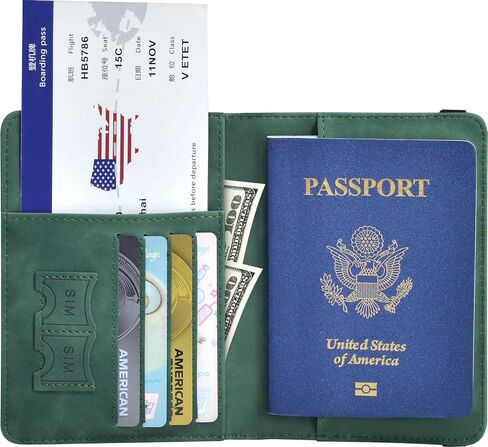 Passport Holder, Passport Cover with Credit Card Slot and Boarding Pass Slot Combo, Passport Wallet Case Book Travel Must Have, RFID Blocking Leather Travel Accessories, Black in Saudi Arabia