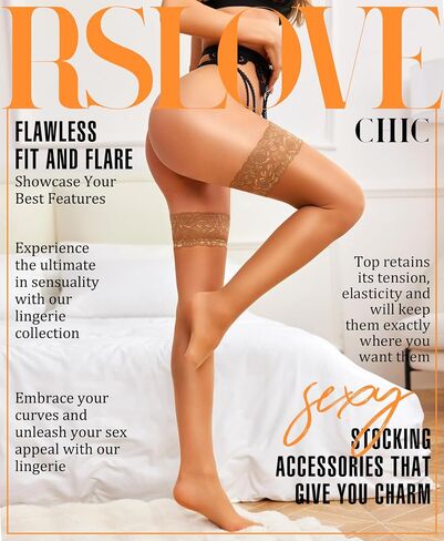 RSLOVE Lace Top Thigh High - Stockings for Women Sheer Stockings Antiskid Silicone Stay Up Pantyhose Sexy Lingerie for Women in Saudi Arabia