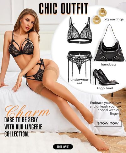 RSLOVE Lace Top Thigh High - Stockings for Women Sheer Stockings Antiskid Silicone Stay Up Pantyhose Sexy Lingerie for Women in Saudi Arabia