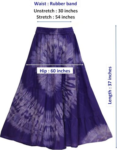 ATM Maxi Tiered Long Skirt Bohemian Elastic Waist Tie Dye Handmade Plus Size in Saudi Arabia