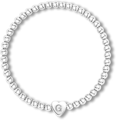 Gold Beaded Bracelets for Women,14K Gold Plated Heart Initial Beaded Bracelets Letter Stretch Bead Bracelet Handmade Ball Bracelet Dainty Jewelry Gifts for Women Trendy Gold Jewelry in Saudi Arabia