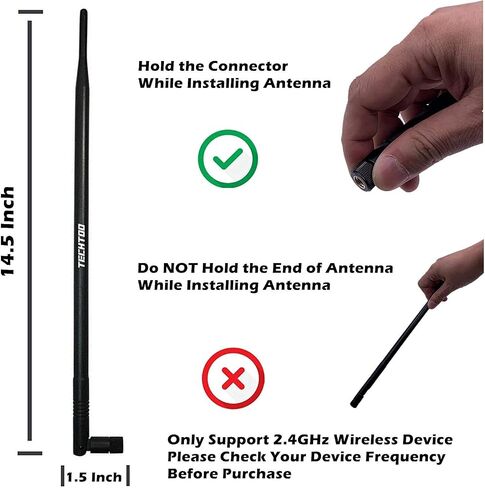 هوائي TECHTOO 9dBi Omni WiFi مع موصل RP-SMA لموجه الشبكة اللاسلكية / محول USB / بطاقة PCI PCIe / كاميرا بروتوكول الانترنت / موسع النطاق اللاسلكي (3 حزم) in Kuwait