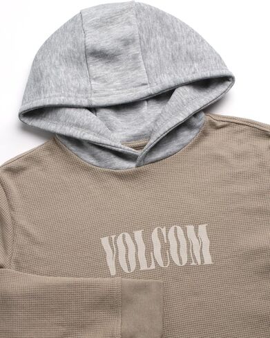 تي شيرت بغطاء للرأس للأولاد من Volcom - قمصان بأكمام طويلة مخططة ومصبوغة بالحجر - قمصان كاجوال مريحة للأولاد (8-16) in Saudi Arabia