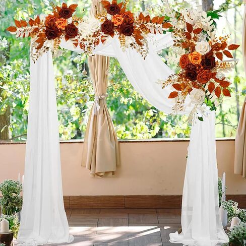 Wedding Arch Flowers Set of 2 Artificial Flowers Swag Arrangements for DIY Wedding Party Ceremony Reception Backdrop Floral Decoration(Champagne) in Saudi Arabia