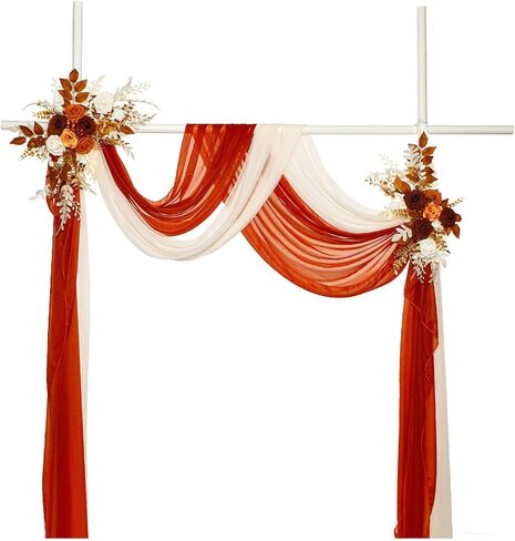 Wedding Arch Flowers Set of 2 Artificial Flowers Swag Arrangements for DIY Wedding Party Ceremony Reception Backdrop Floral Decoration(Champagne) in Saudi Arabia