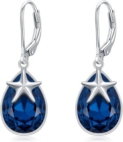 PELOVNY أقراط متقاطعة للنساء S925 فضة تركواز متقاطعة أقراط متدلية على شكل قطرة مجوهرات متقاطعة هدية للنساء والفتيات in Kuwait