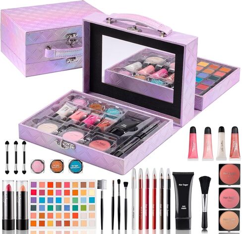 Hot Sugar Makeup Kit for Preteen Girls 10-12, Birthday Christmas Makeup Gift Set for Teens 16-18, All in One Beginner Makeup Kit for Women Full Kit (Blue Diamond) in Saudi Arabia