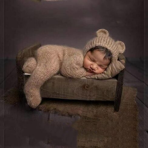 Newborn Photography Props Boys Girls Mohair Bee Stretch Hat Footed Bodysuit in Kuwait