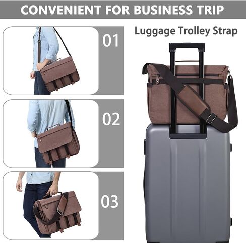 Messenger Bag for Men,VASCHY Vintage Water Resistant Canvas Satchel 14 15.6 17inch Laptop Briefcase in Kuwait