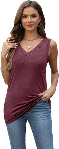 3 Pack Tank Top Women 2024 Sleeveless V Neck Summer Causal Loose Fit Tops Basic Flowy Dressy Cute Long Shirts Outfits in Saudi Arabia