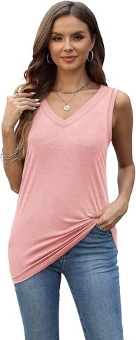 3 Pack Tank Top Women 2024 Sleeveless V Neck Summer Causal Loose Fit Tops Basic Flowy Dressy Cute Long Shirts Outfits in Saudi Arabia