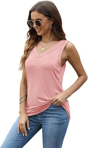 3 Pack Tank Top Women 2024 Sleeveless V Neck Summer Causal Loose Fit Tops Basic Flowy Dressy Cute Long Shirts Outfits in Saudi Arabia