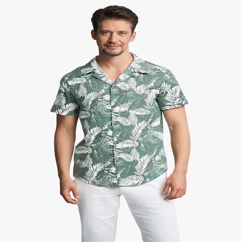 Men's Hawaiian Shirts Short Sleeve Summer Button Down Beach Shirt for Men, Vintage Tropical Floral Print Hawaiian Shirt Tops in Saudi Arabia